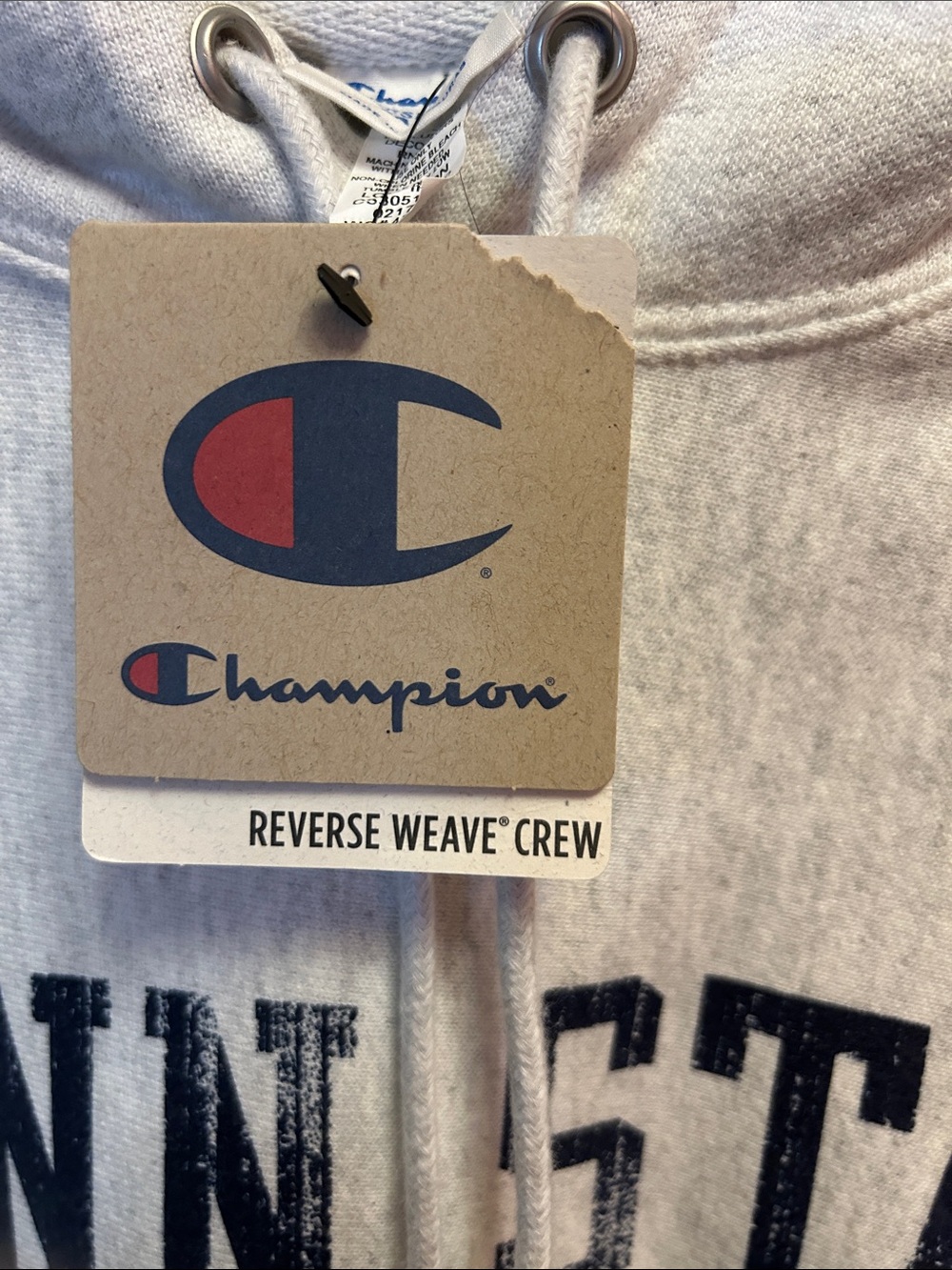 Champion Penn State University Light Gray Hoodie with Navy Logo - Picture 4 of 5